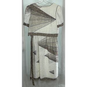 Vintage Hal Ferman by Donald Curtis Art Deco Fan Print Dress – Size 12